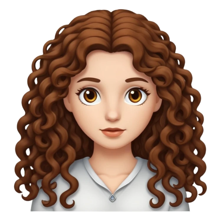 White female Long curly brown hair dark brown eyes
 sticker