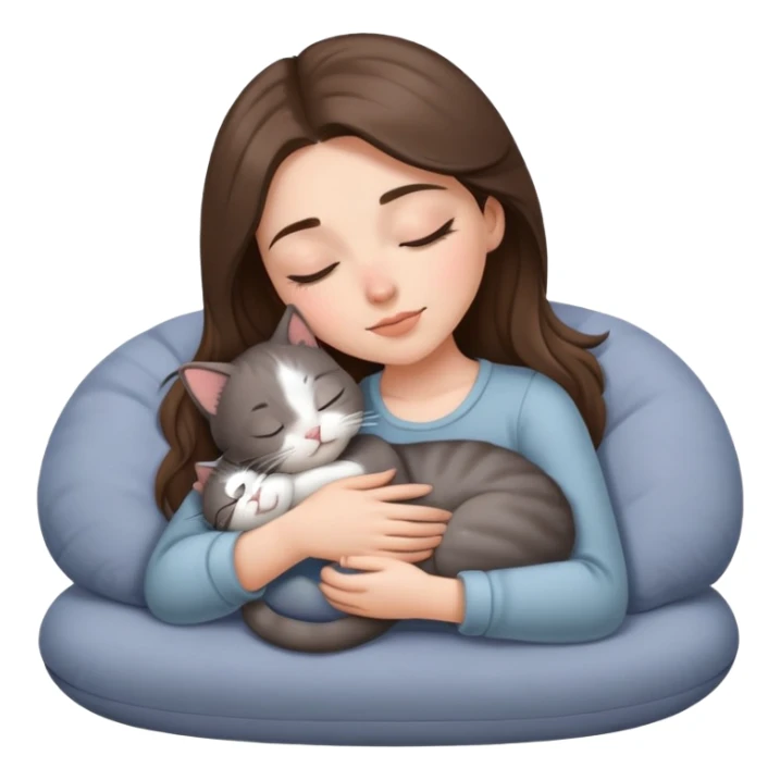 Grey kitty sleeping on brunette white girl's lap sticker