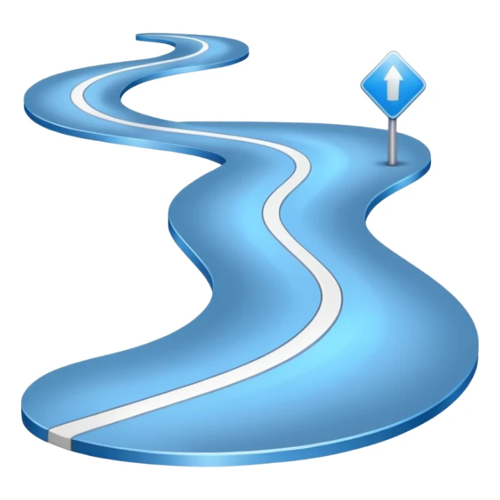 Clean roadmap icon emoji with curved path and milestones, modern corporate style sticker