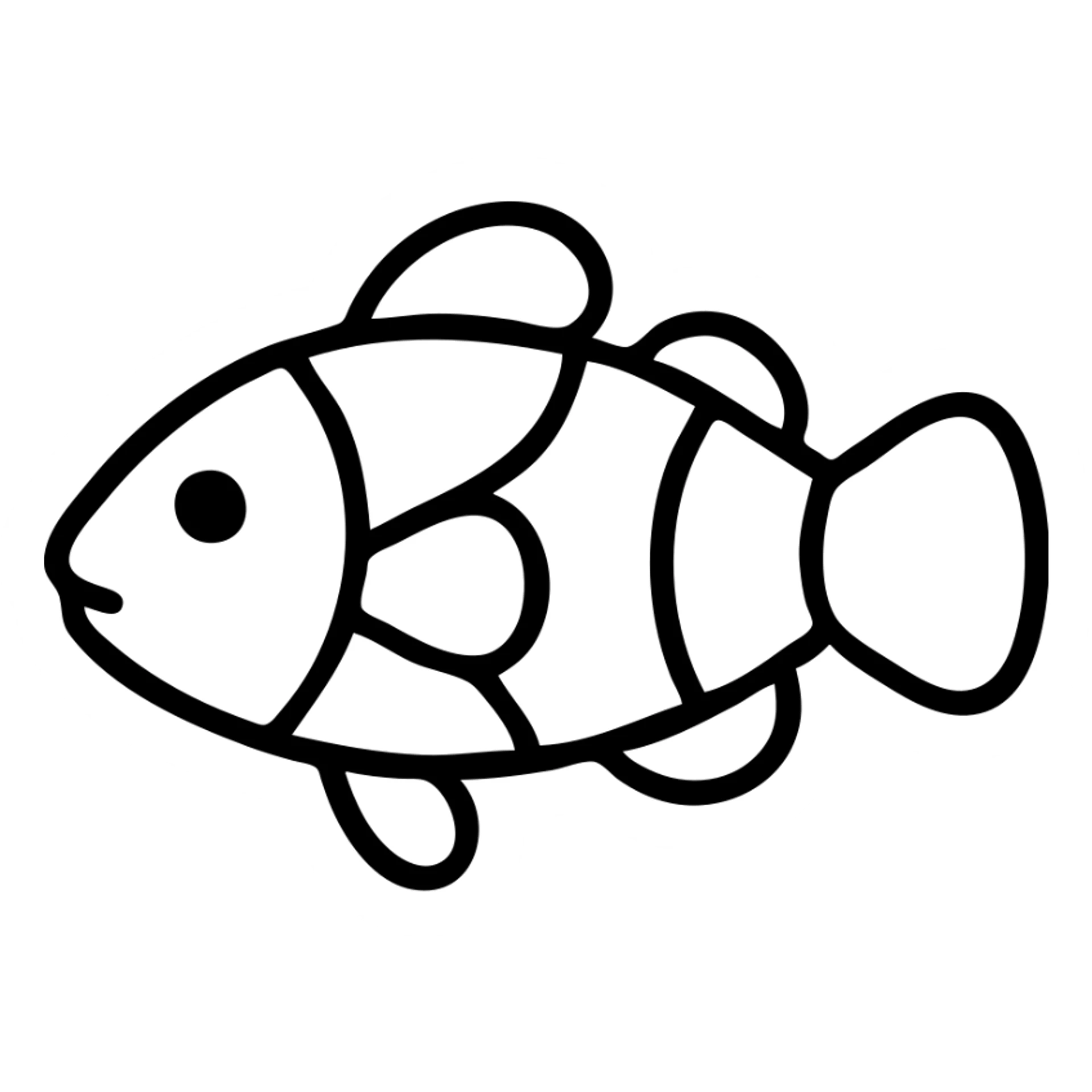 Clownfish fish icon, simple outline sticker
