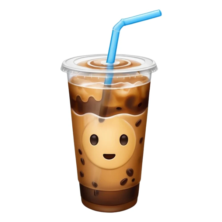  plastic cup of iced coffee with straw sticker