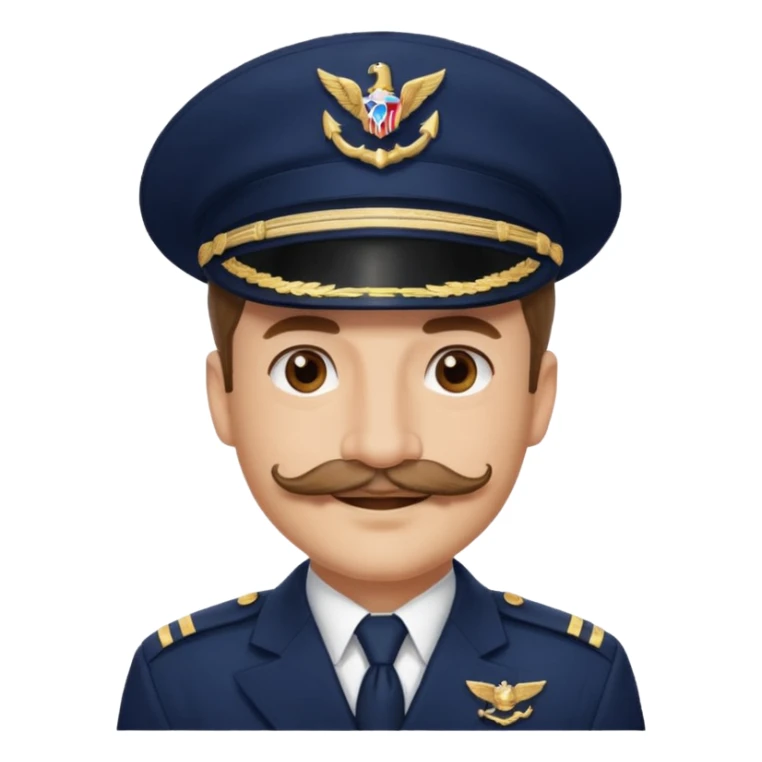 A light-skinned man with brown eyes and handlebar mustache, smiling while wearing a white captain’s hat with a navy emblem. sticker