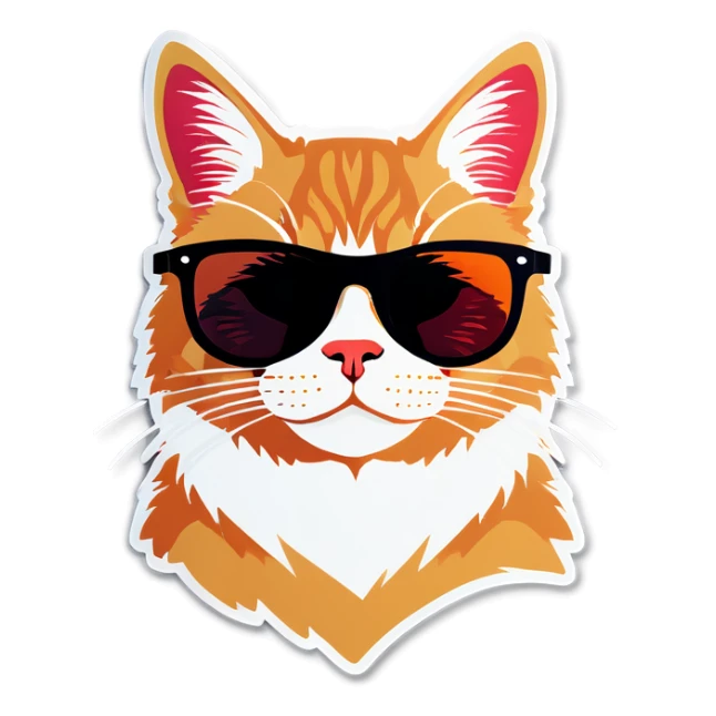 Cat with sunglasses sticker