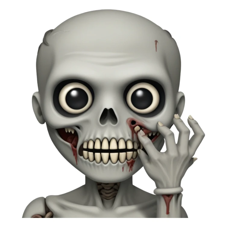 Super idol as hostile SCP-096 zombie with very small almost camouflaged pupils facing down and the upper face is grayish white and whitish gray while the lower jaw and rest of the body including hand and arm is just grayish black sticker