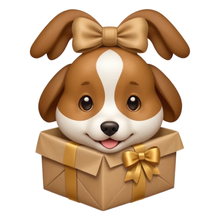 Dog in wrapped paper new yaer sticker