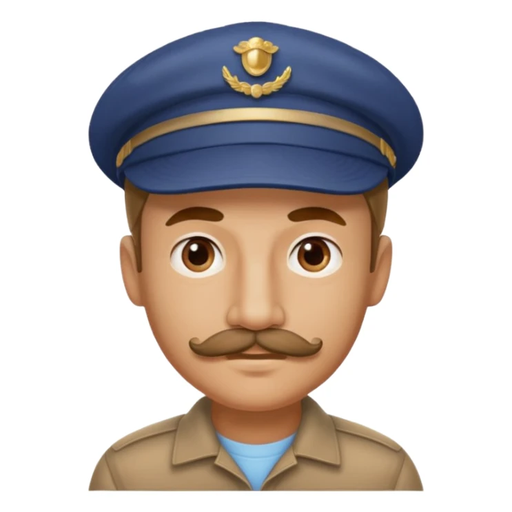 A man who look like hitler with tiny mustache wearing cap sticker