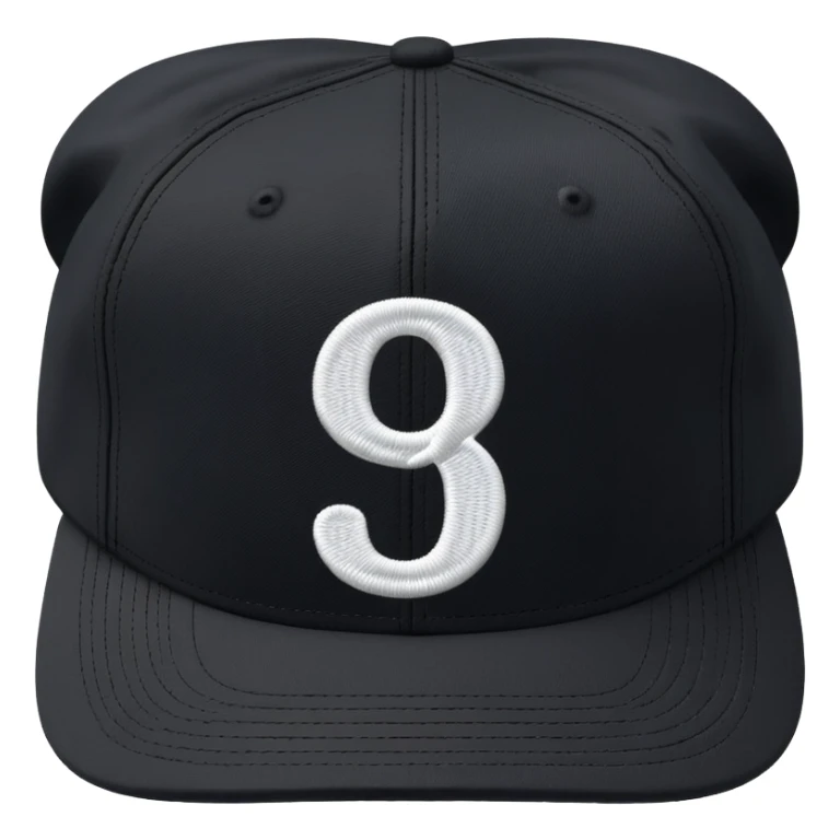 black cap with number “9” on it sticker