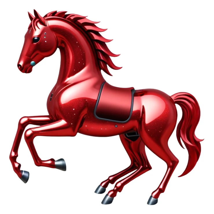red glitter cyberpunk horse sticker