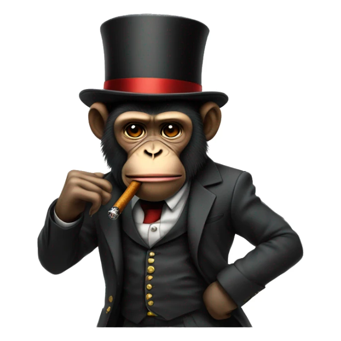 Pissed off monkey smoking cigar with a top hat and street clothes sticker