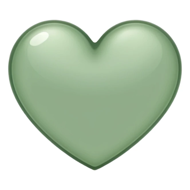 sage green heart with transparent bg without highlights, more thin and narrow sticker