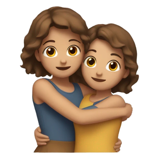 Two girls both with brown hair hugging eachother happily sticker