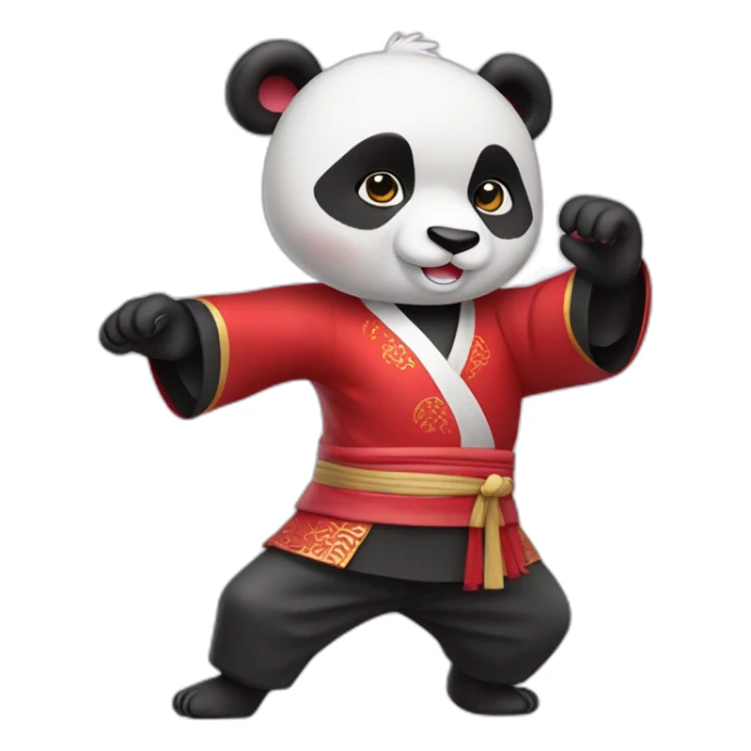 panda Taijiquan with tranditional red Han Chinese Clothing， full body sticker