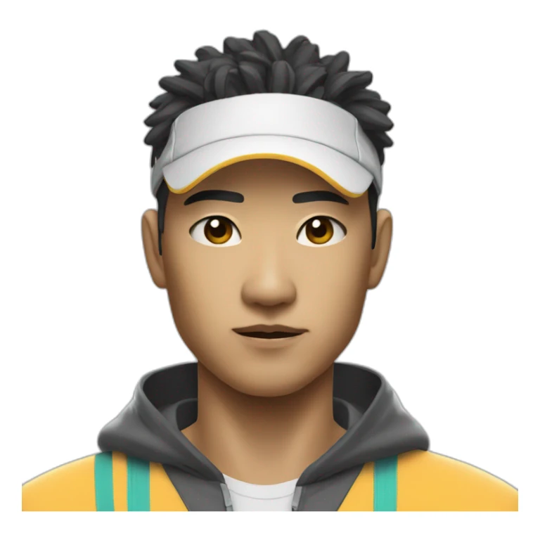 cyberpunk asian dude in tennis uniform sticker