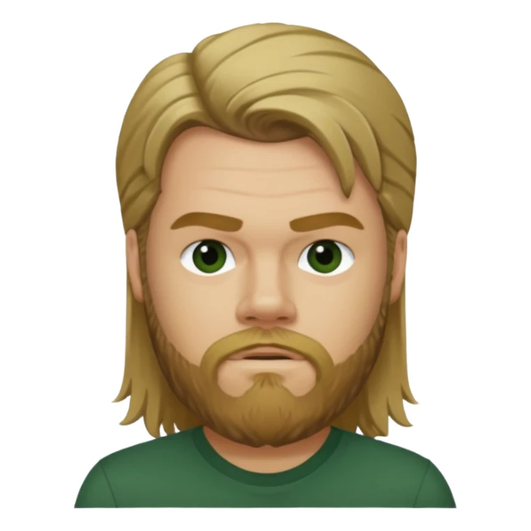 Ryan Dunn with long dark blonde hair, dark green shirt sticker