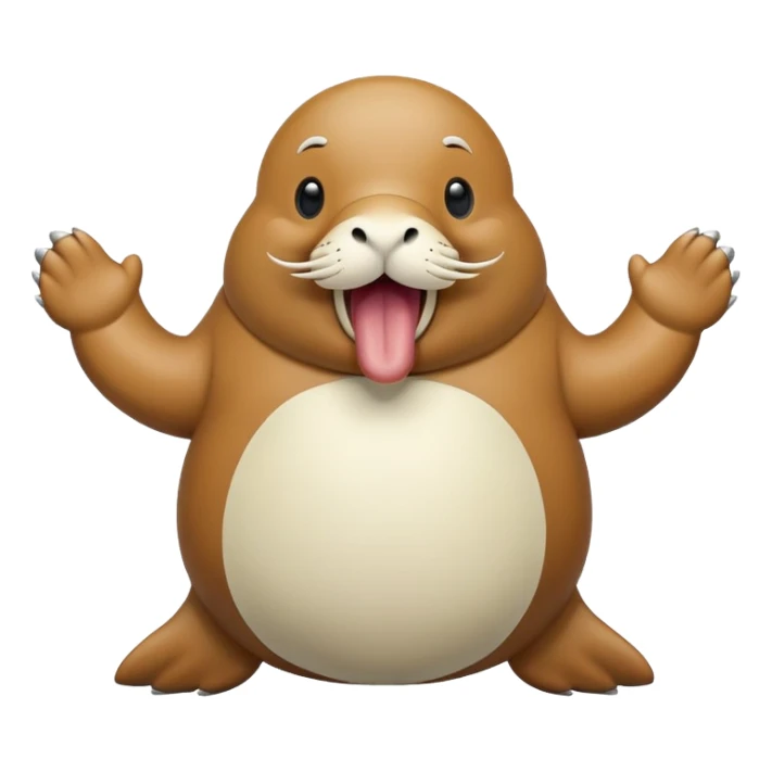 A round-shaped walrus wobbles with joy, its big tusks and silly smile stealing the spotligh sticker