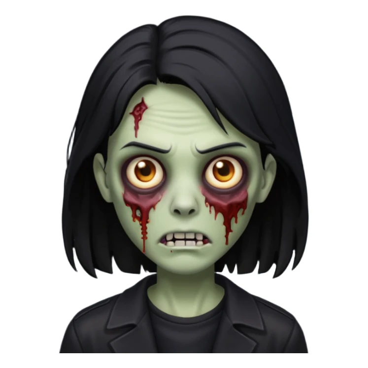 Zumbi com cabelo preto de tamanho médio e roupa preta  sticker