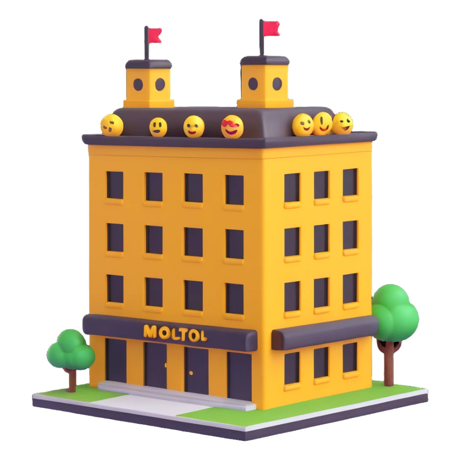 hotel building 3D emoji style sticker