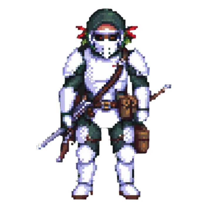 vigilante character with mask and weapons sticker