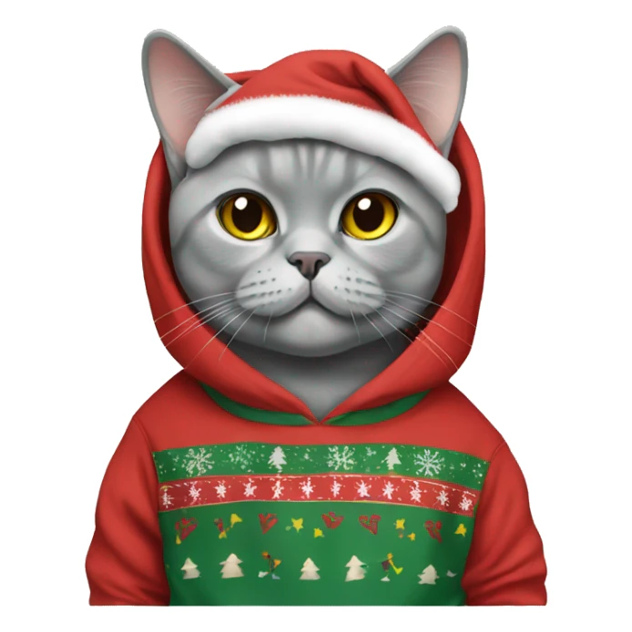 British shorthair cat wearing christmas Sweatshirt  sticker