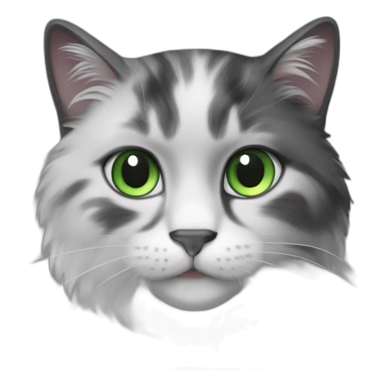 Norvegian cat black and white long fur and Green eyes  sticker