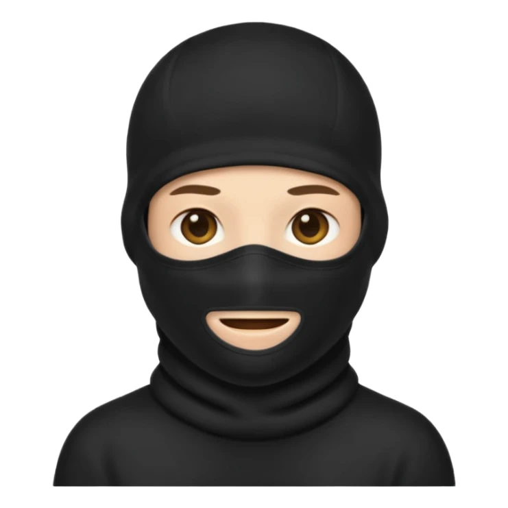 emoji face wearing a black balaclava, no text sticker