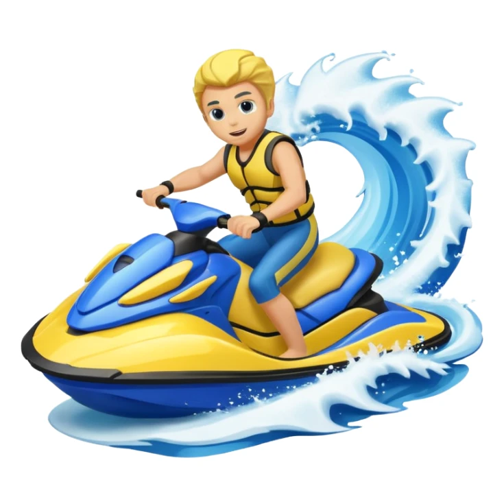Jekski  blue yellow, bad ass jumping waves on the Jet Ski sticker