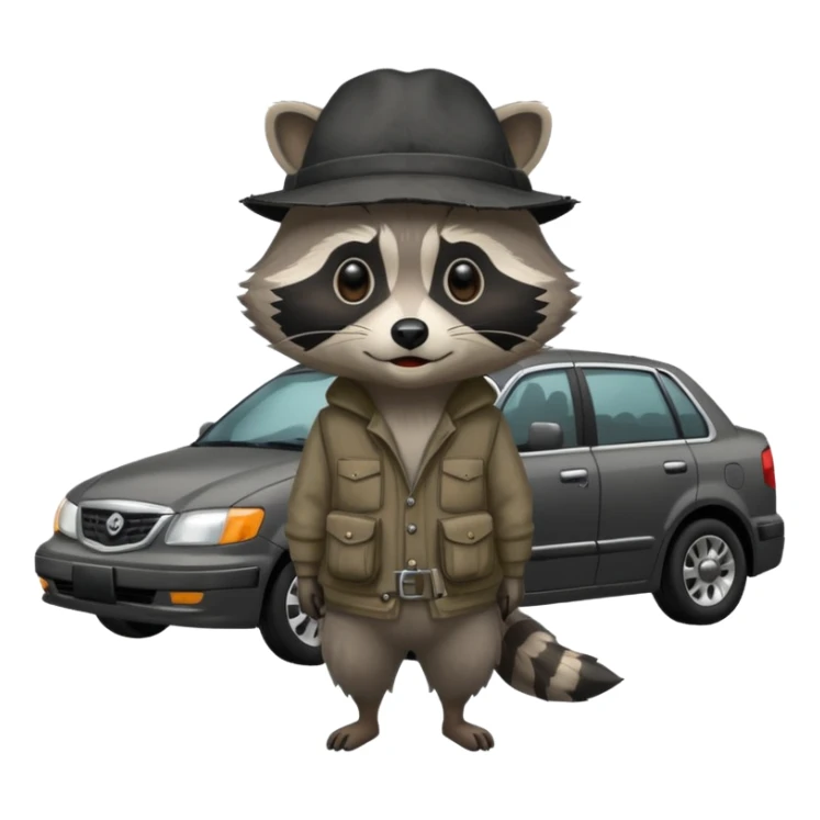 Hobo raccoon with black sedan sticker
