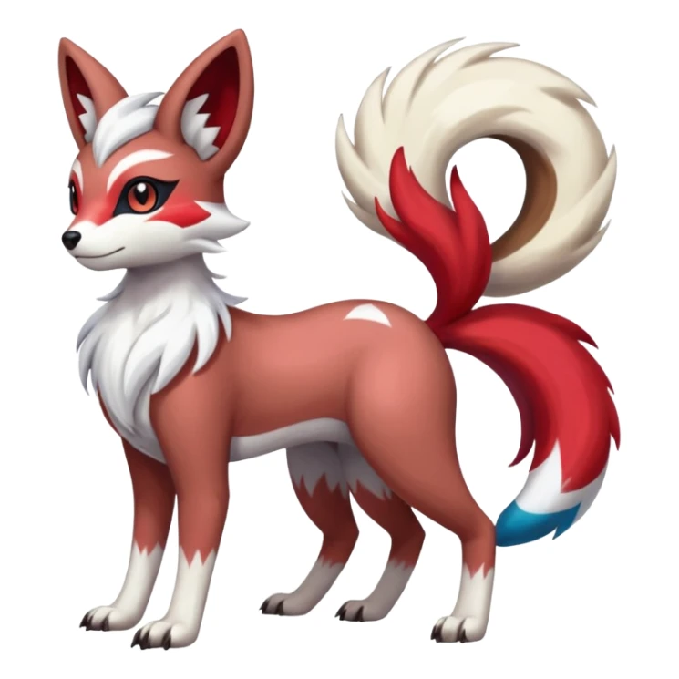 Colorful Skilled Adept Graceful Asian Painted Meloetta-Furret-Lycanroc-Absol-Zangoose-fusion-hybrid-creature (full body) sticker