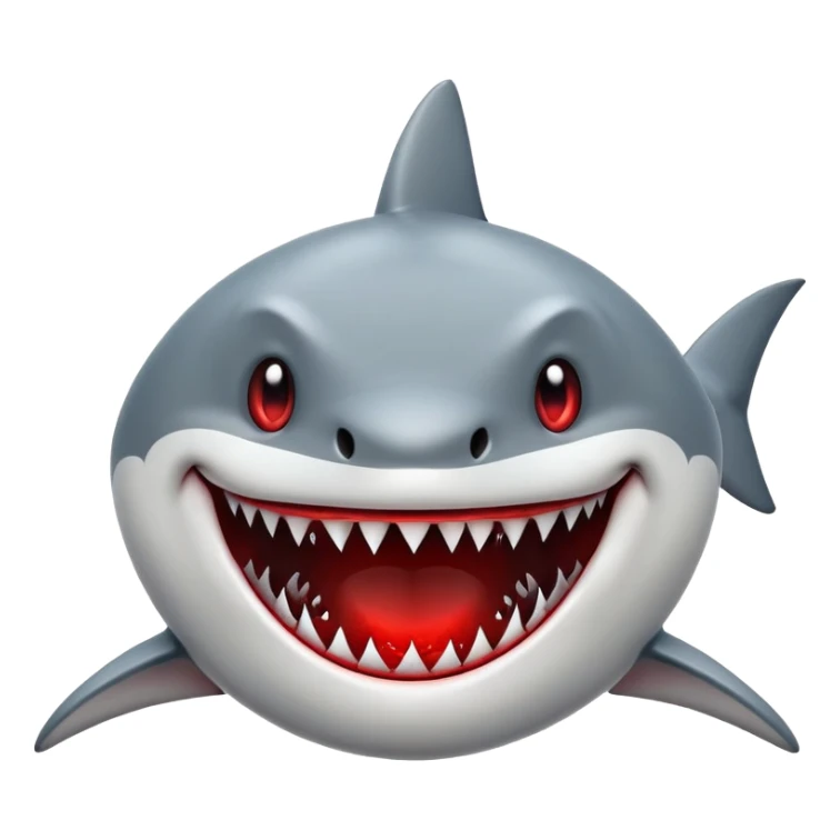 shark smiley face with blood around the nose, exaggerated smile sticker