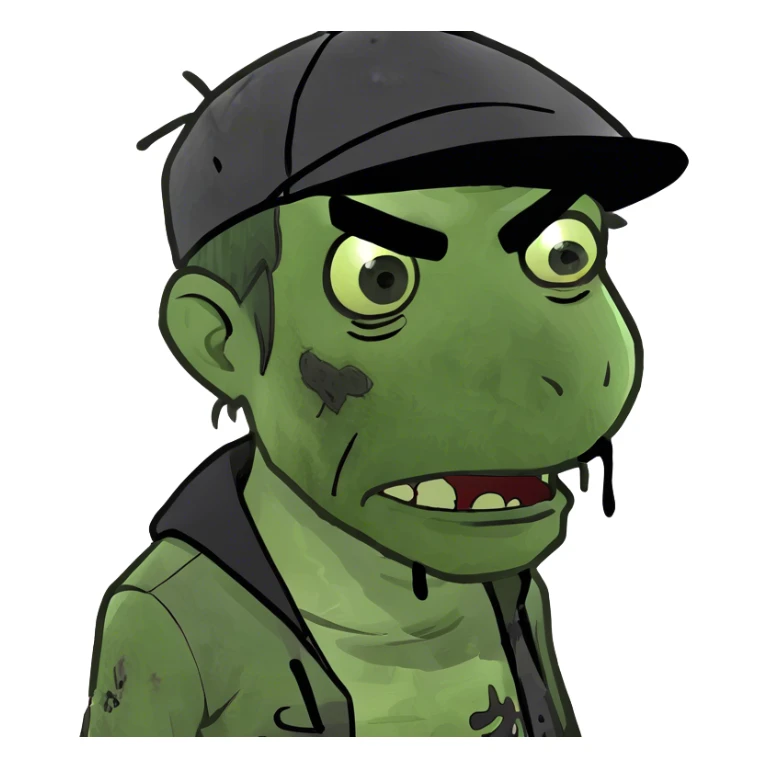 black hair zombie sticker