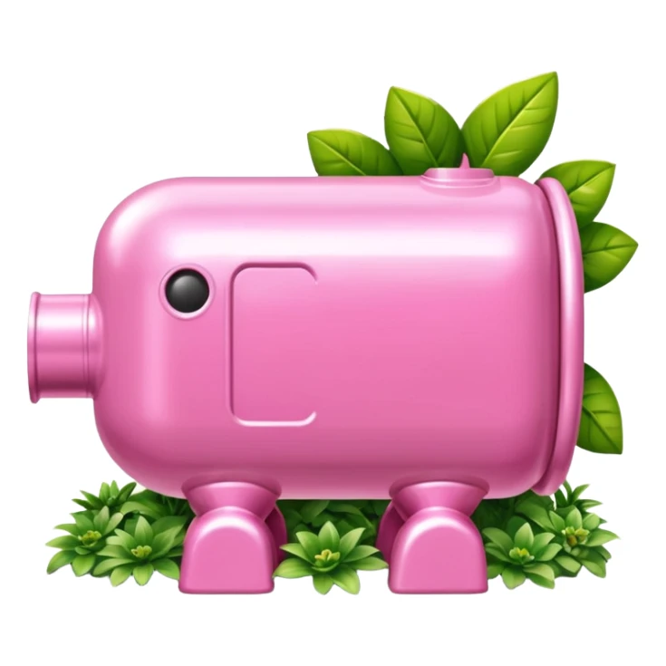 Jeff Koons style pink SPAM CAN sculpture in a garden landscape  sticker