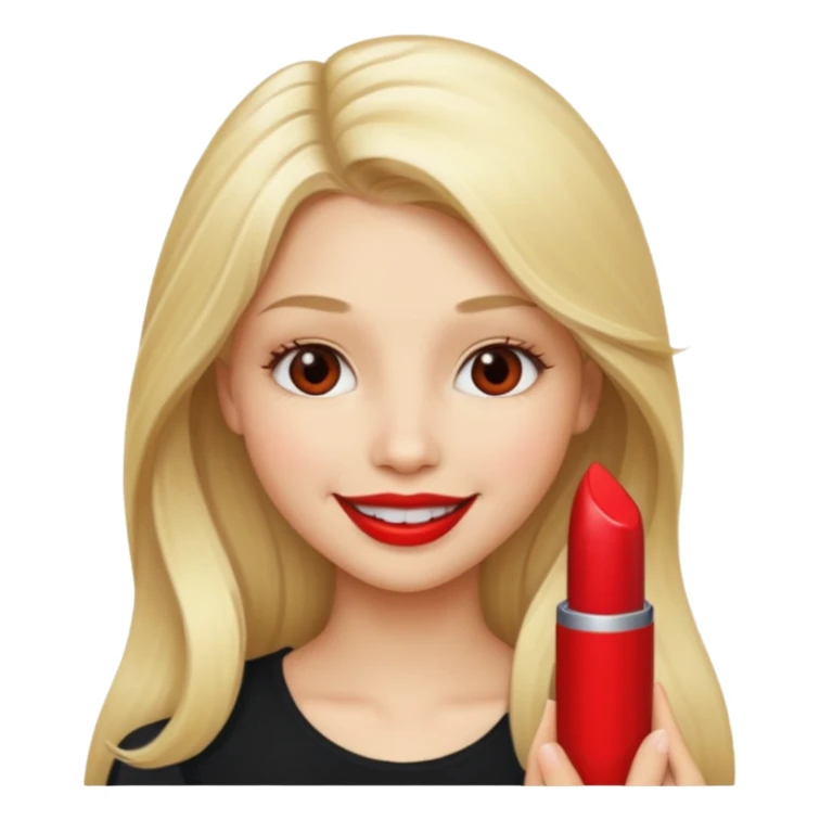Long hair blonde girl red l;ipstick  sticker