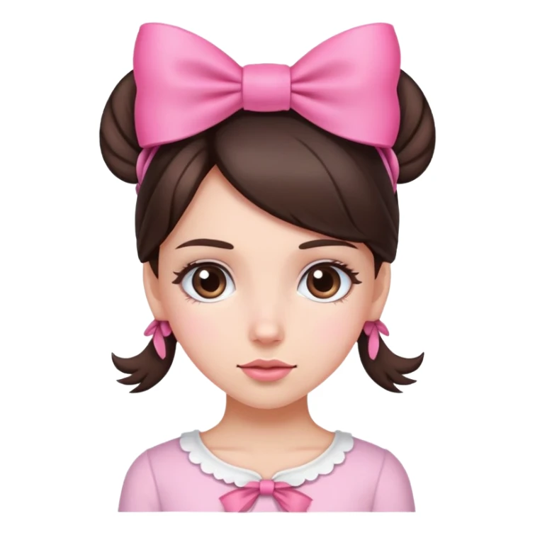 Brunette Girl with a pink bow in her hair sticker