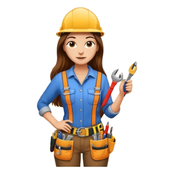 beautiful girl with long brown hair constructing new lounge room area sticker