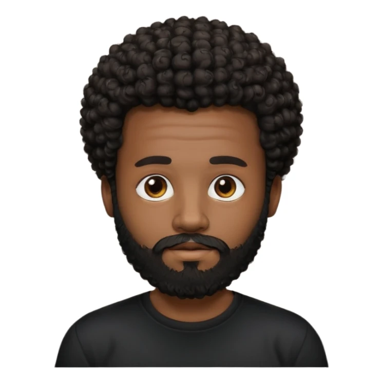 Dark brown skin man with beard and a tiny curly  Afro fade with dark dark brown eyes  sticker