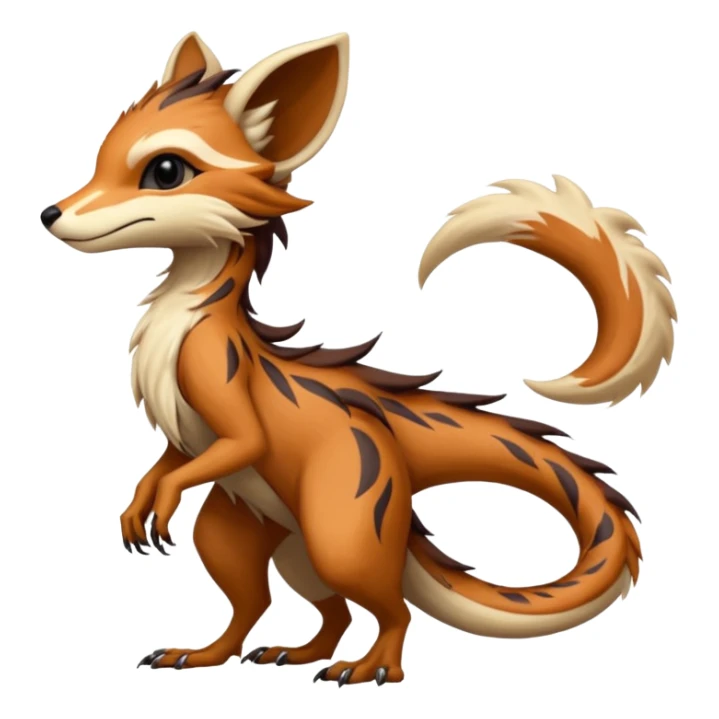 Cool furry anthropomorphic fantasy-Vernid-creature by LiLaiRa with a long tufted tail with edgy markings (full body) sticker