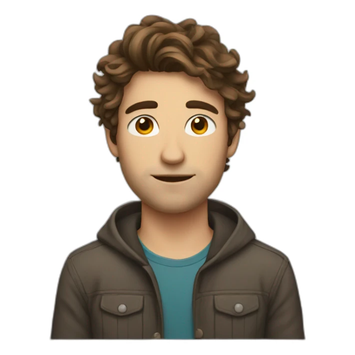 brown hair guy with messy hair sticker