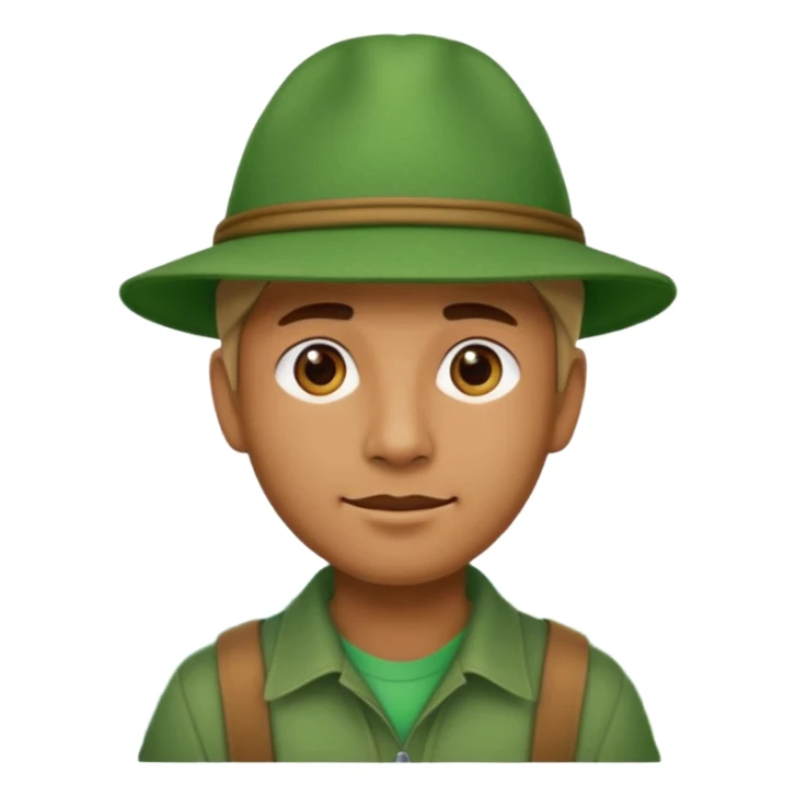 Add a mountain under the man, keep apple style emoji, no background. sticker