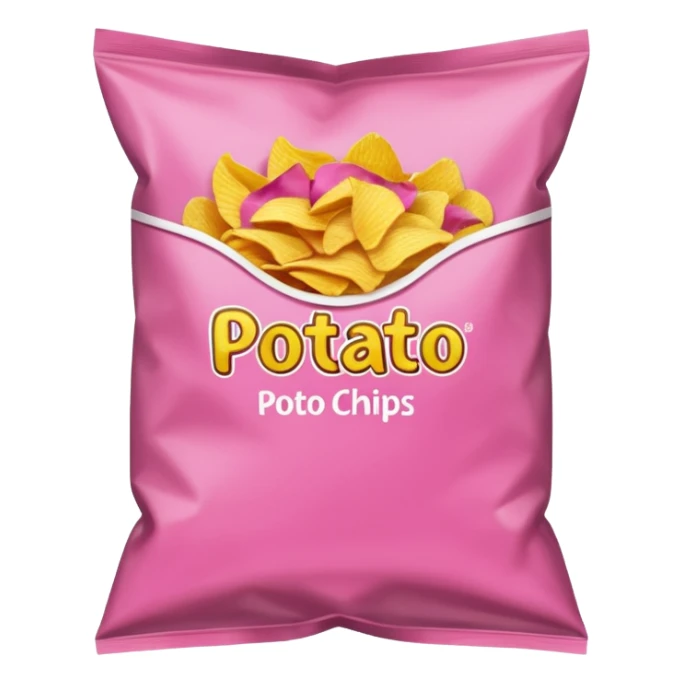 Pink bag of potato chips sticker