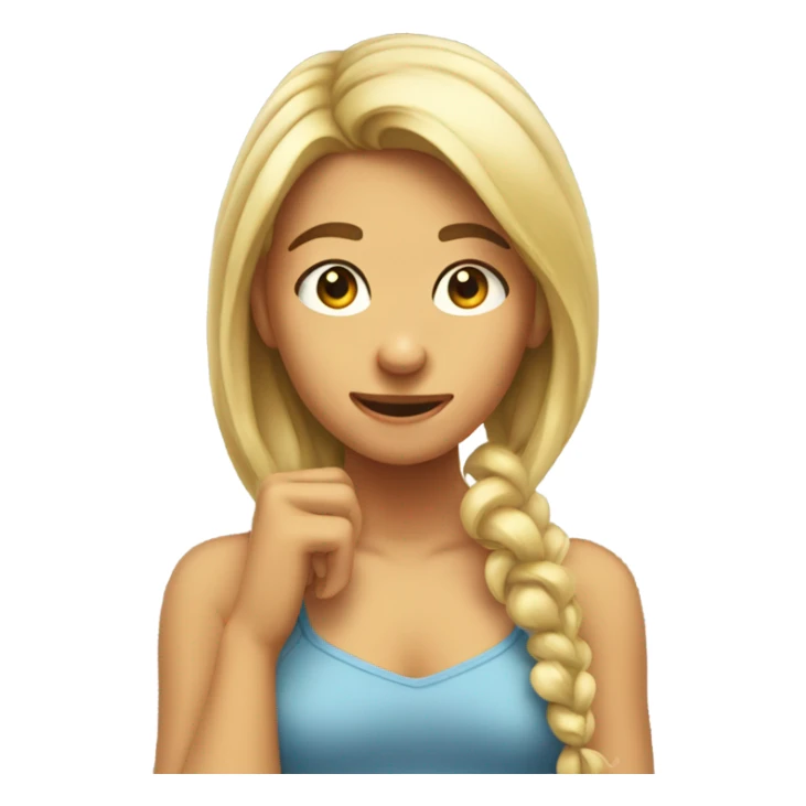 girl tucking hair behind her ear smirking  sticker