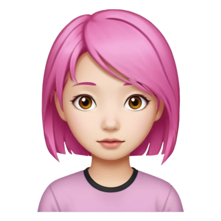 asian emoji girl  face with pink hair  sticker
