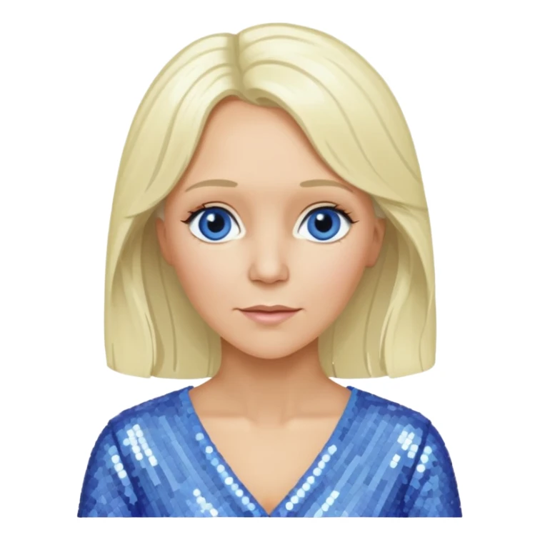  Agnetha Fältskog from ABBA with long platinum blonde hair, periwinkle sequin outfit  sticker