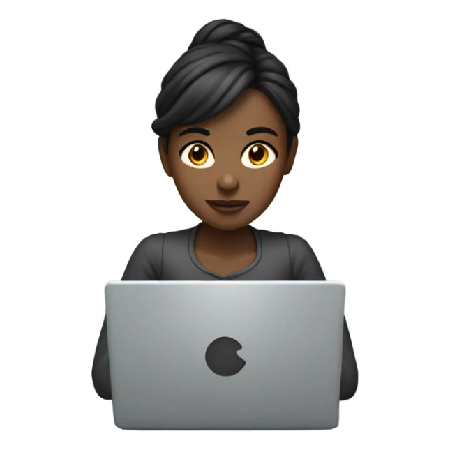 Girl darkness eyes with a laptop sticker