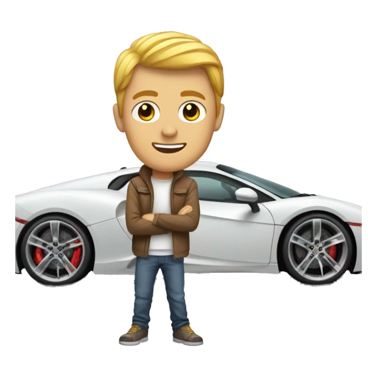 Guy in front of a sportcar  sticker