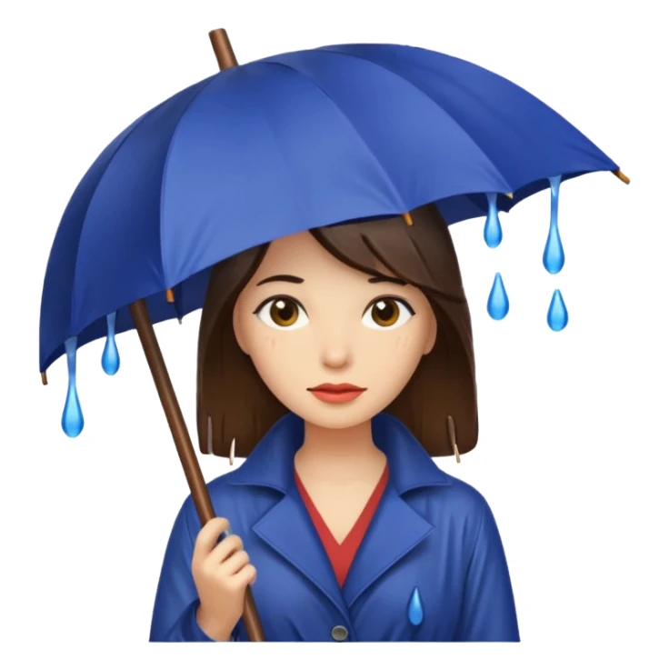 she getting wet (umbrella, dripping hair) sticker