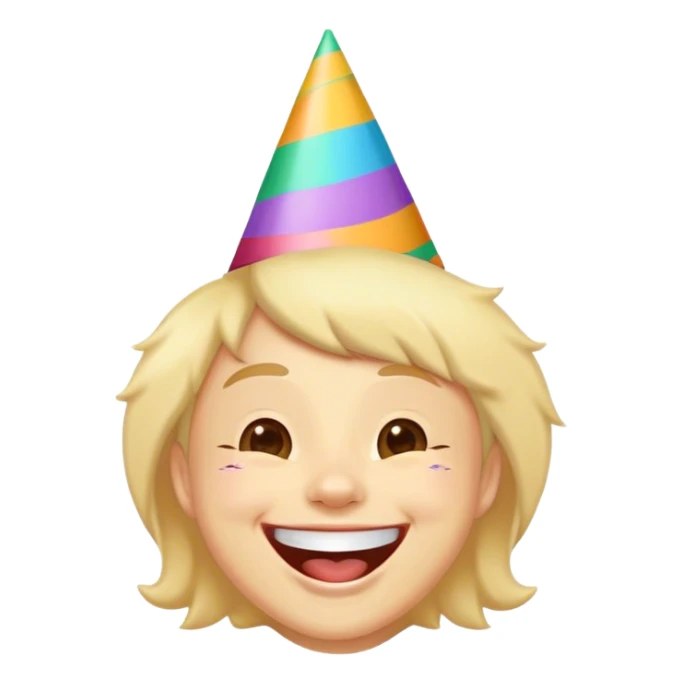 A face wearing a party hat and laughing joyfully. 1000x1000 sticker