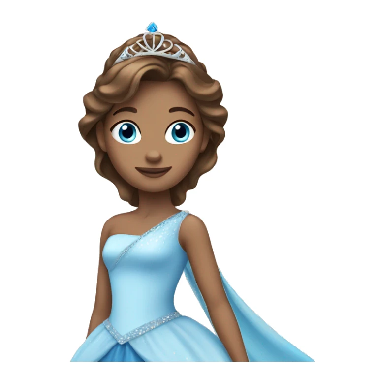 princess with tiara blue eyes and brown hair sticker