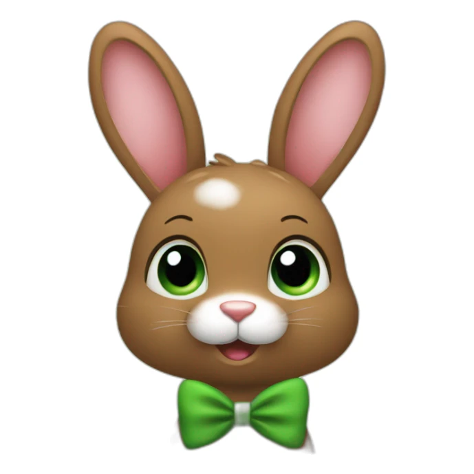 brown rabbit with green eyes and hearts sticker