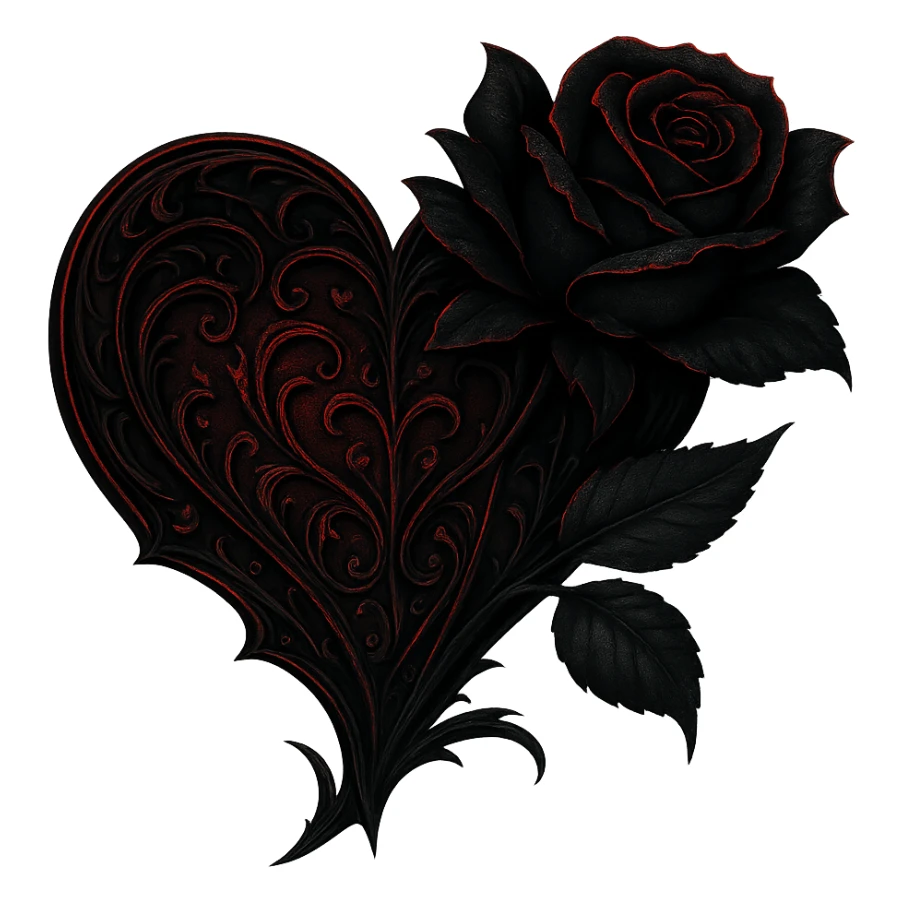 Remove the background from the image, keep the heart gothic and detailed, maintain a transparent background. sticker