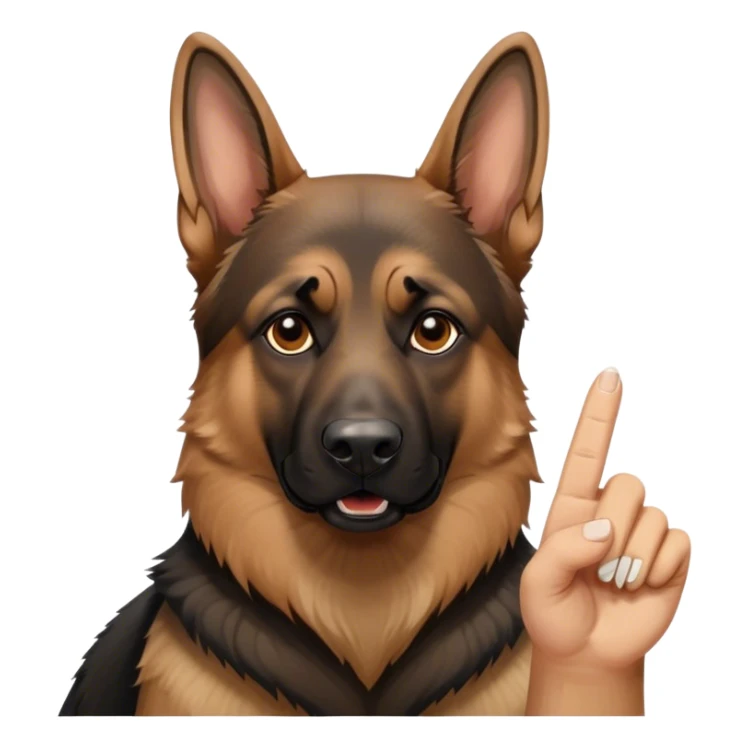 A German Shepherd with the middle finger up sticker